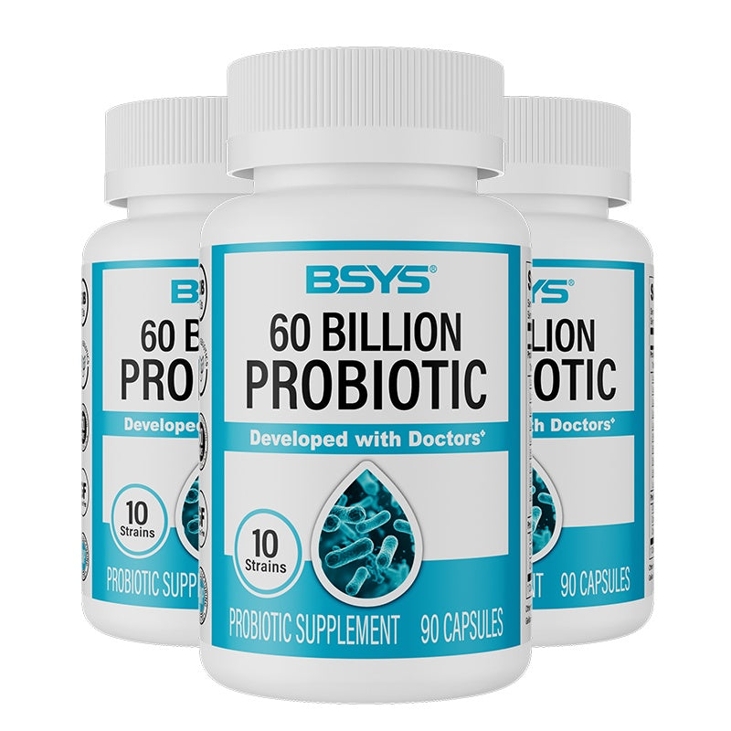 BSYS 60 Billion CFU Probiotic Capsules Acid-Resistant Stomach-Resistant Formula Intestinal Delivery Technology Digestive & Immune Health Support Daily Gut Wellness Supplement