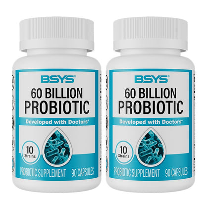 BSYS 60 Billion CFU Probiotic Capsules  Acid-Resistant Stomach-Resistant Formula  Intestinal Delivery Technology  Digestive & Immune Health Support  Daily Gut Wellness Supplement