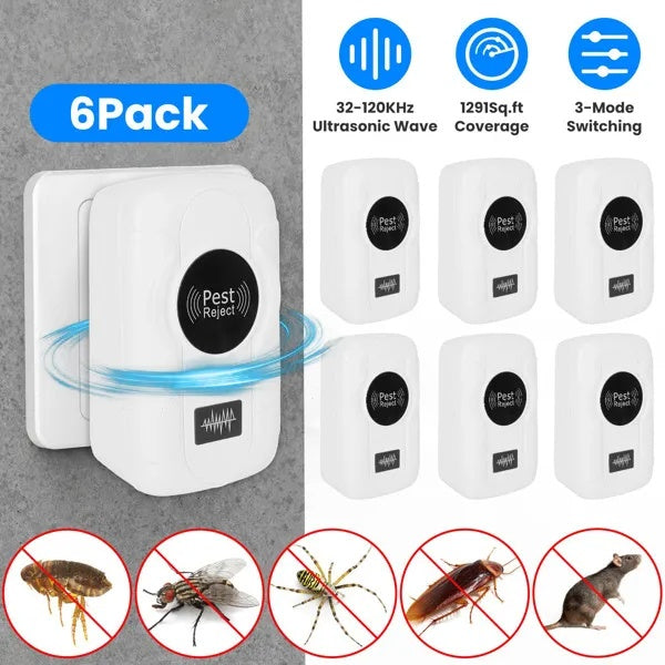 6-Pack Ultrasonic Insect Repellent - Dual Sound-Wave Tech