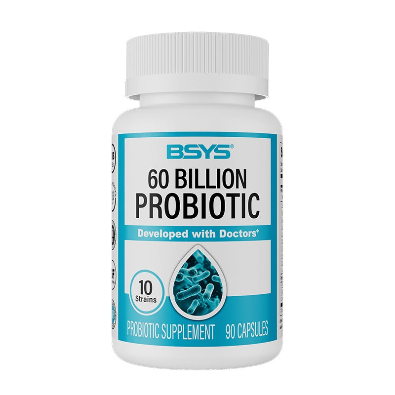 BSYS 60 Billion CFU Probiotic Capsules  Acid-Resistant Stomach-Resistant Formula  Intestinal Delivery Technology  Digestive & Immune Health Support  Daily Gut Wellness Supplement